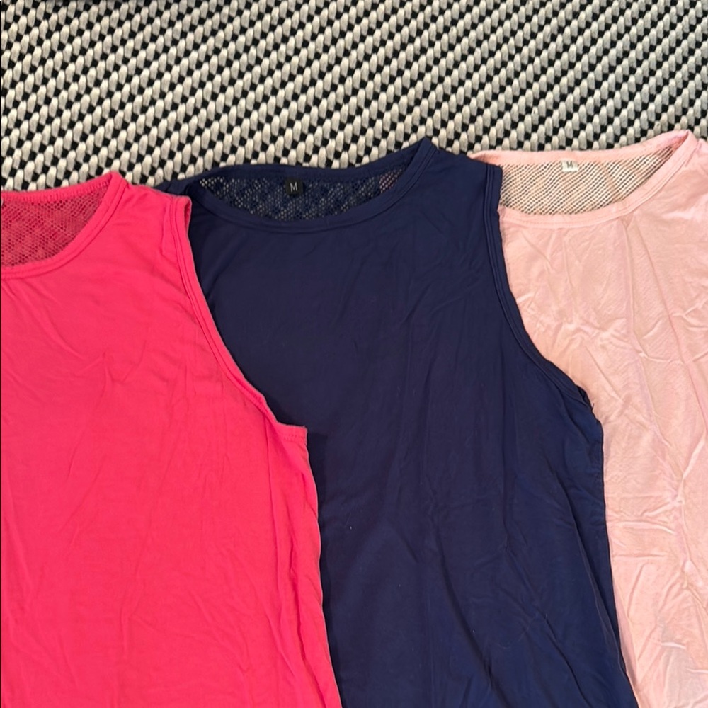 Women's Sleeveless Tops - Pink, Navy, and Light Pink